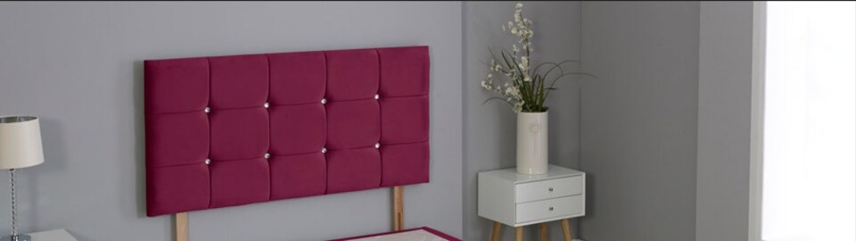 image 1 of Maroon Plush Velvet Cube Headboard | Multi | 4FT6 Double 20"inch Headboard