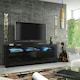 image 4 of TV Unit 160cm Black Gloss Doors & Drawers Black Matt Body With LED Black