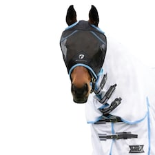 Hy Mesh Fly Mask Without Ears - Black/Light Blue - Cob