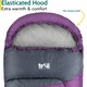 image 4 of Trail Kids Sleeping Bag Mummy Hooded 3 Season Soft Warm 2 Way Zip Boys Girls | Purple | Kids | 1