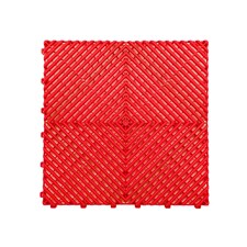 Modular Interlocking Ribbed Vented Garage Floor Tiles - Grey | Red | Red