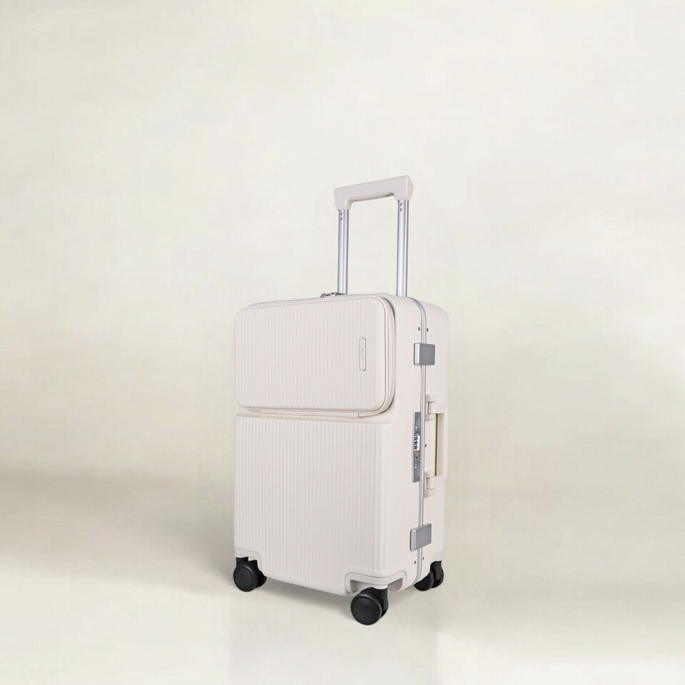 image 1 of Carry-On Suitcase 20”– Lightweight Zipperless Cabin Luggage with TSA Lock, USB Port, Cup Holder & Silent Spinner Wheels – Premium Polycarbonate Hard Shell