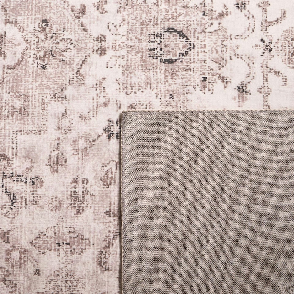 image 1 of OHS Vintage Print Washable Indoor Carpet Floor Rug, 160x230cm - Natural | Yellow | Natural | 160x230cm