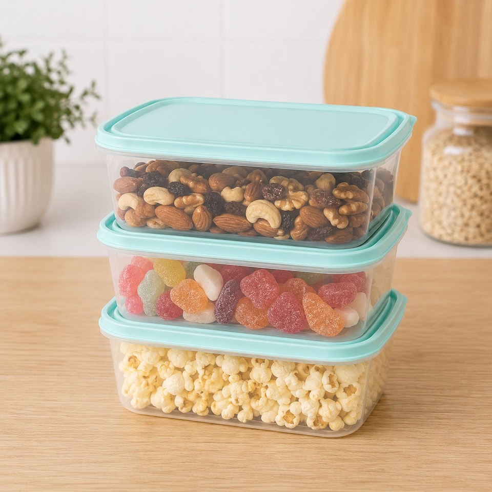 image 1 of Wham Food Storage Container Lunch Box Plastic Kitchen Tub With Lid 2L Set of 3