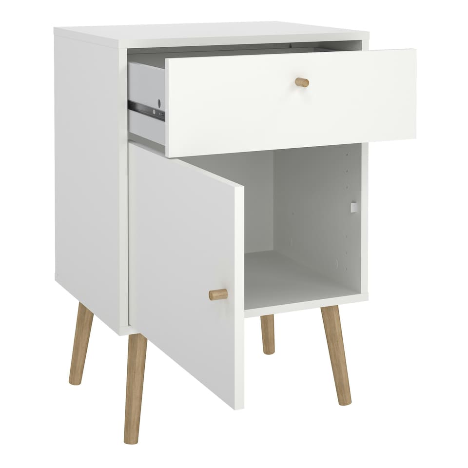 image 1 of Cumbria Nightstand 1 Door + 1 Drawer White