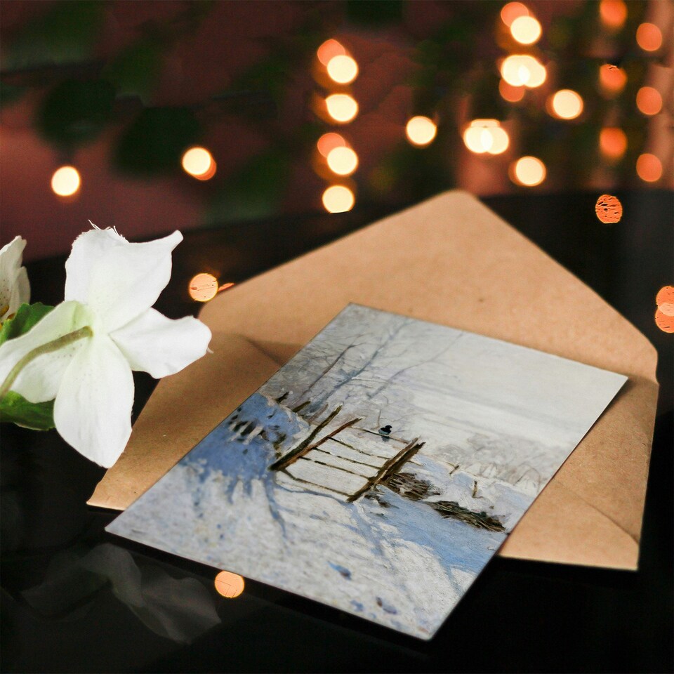 image 1 of Claude Monet Art Card The Magpie Winter Landscape