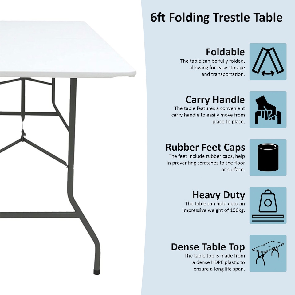 image 1 of Home Vida 6ft Portable Folding Table