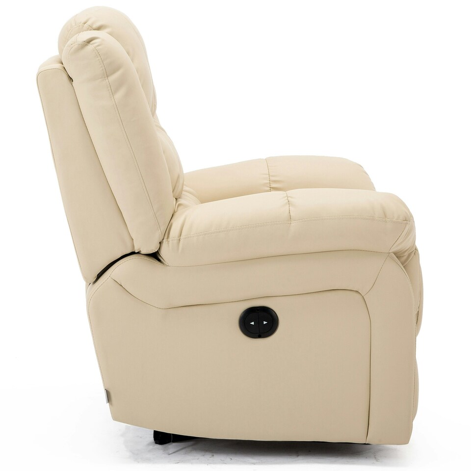 image 1 of Chester Electric Bonded Leather Automatic Recliner Heat & Massage Chair (Cream)