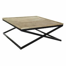Centre Table DKD Home Decor Black Natural Wood Metal 120 x 120 x 55 cm N/A