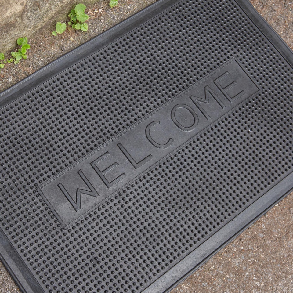image 1 of Nicola Spring 2x Heavy Duty Door Mats - 60 x 40cm - Welcome - Rubber Indoor Outdoor Floor Mat Dirt Trapper Rug Non Slip Doormat