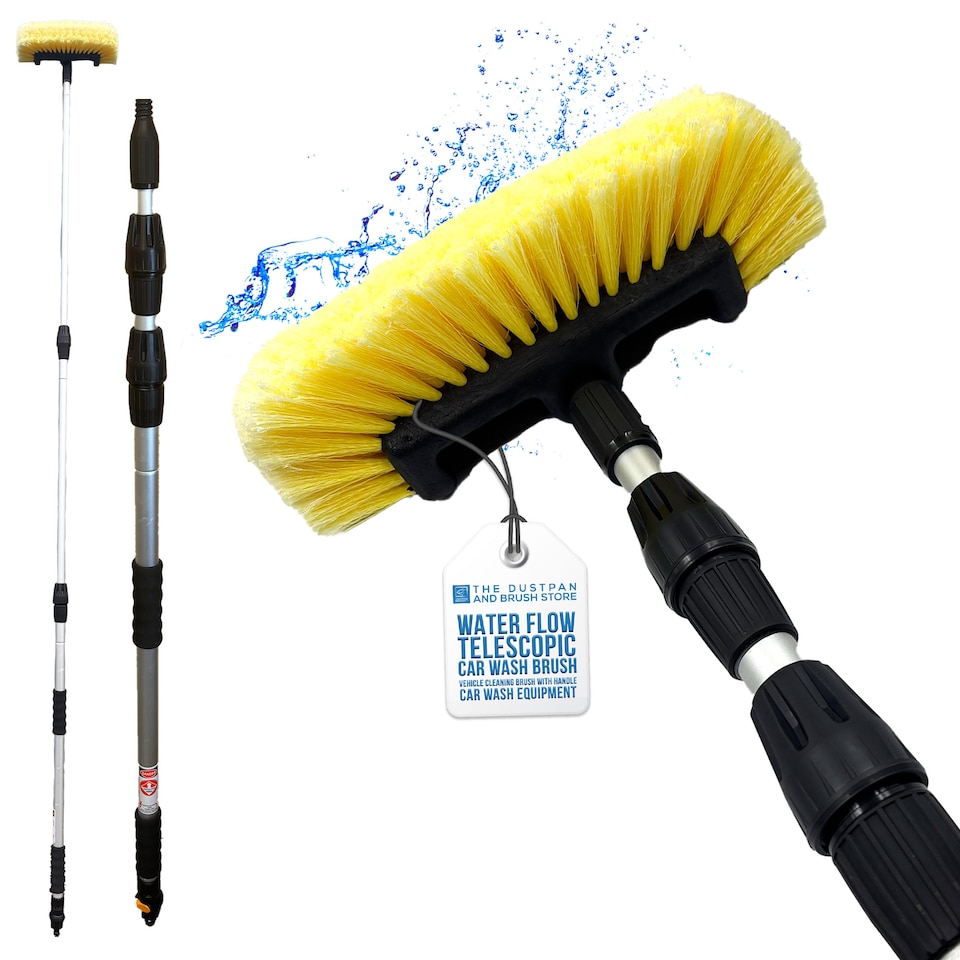 image 1 of Extra Long Telescopic Water Fed Car Wash Brush 2.66m Extendable Vehicle & Window Scrubber