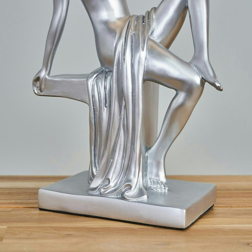 image 1 of ValueLights Matt Silver Art Deco Table Lamp With White Opal Glass Globe Shade