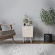 image 3 of White 1-Drawer Cube Shelving Unit with Scandinavian Legs | Cream | Cream & Pine | 1