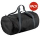 image 1 of BagBase Packaway Barrel Bag / Duffle Water Resistant Travel Bag (32 Litres) (Pack of 2) - Black - One Size