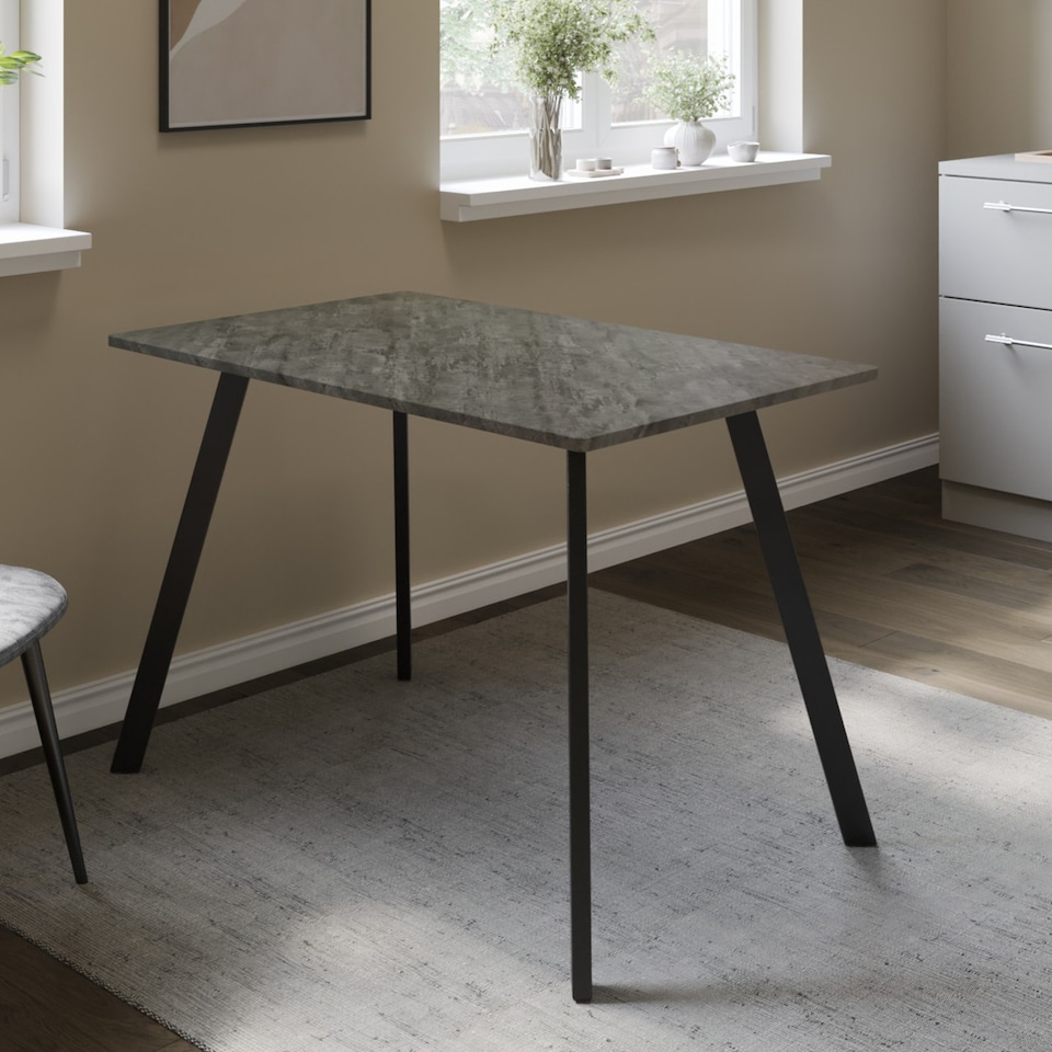 image 1 of 110cm Rectangular Dining Table with Metal Legs | Grey | Slate Grey | 1