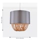 image 8 of Set of 2 Grey Faux Silk & Copper Jewelled Ceiling Light Shades | Grey | Copper | Medium | 2