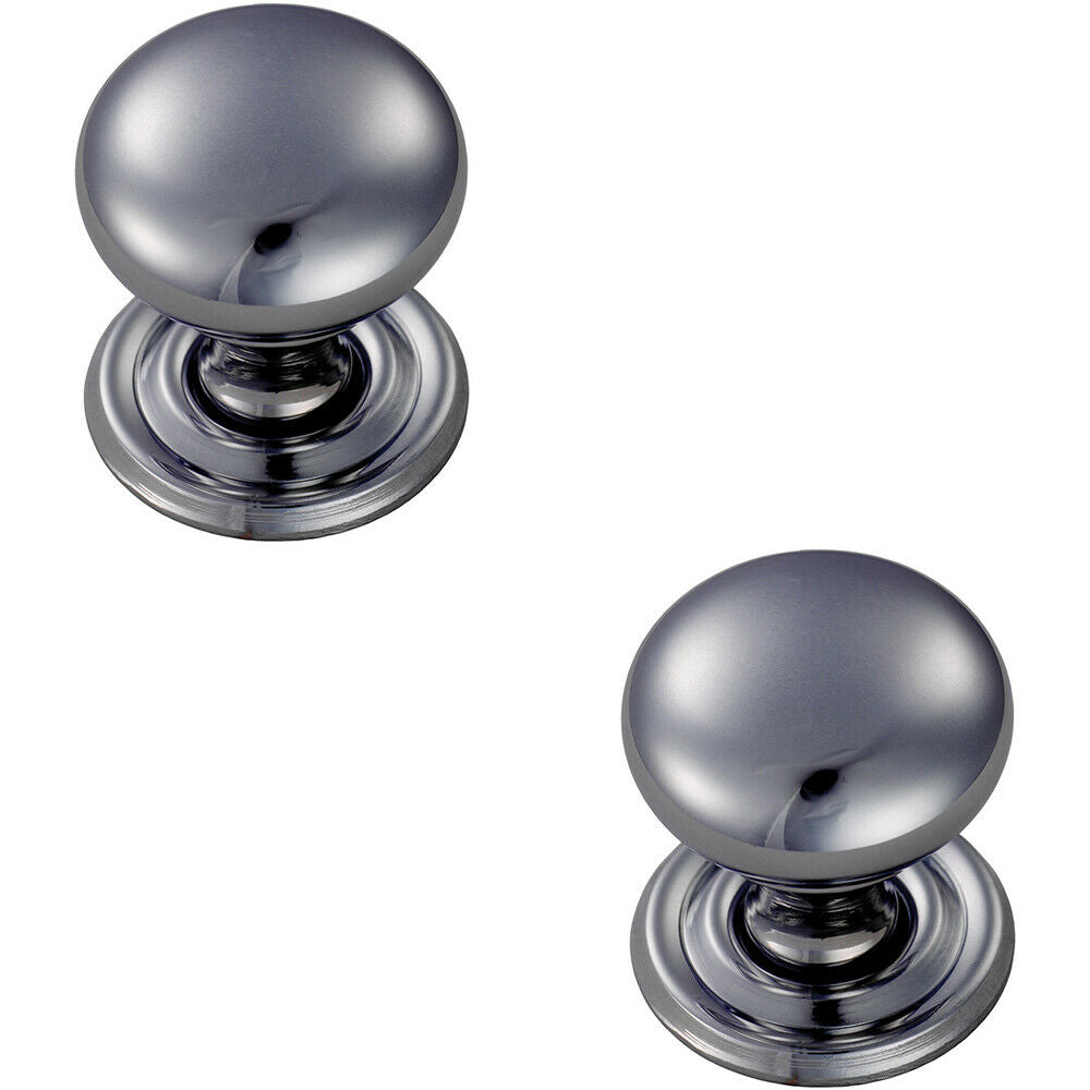 Loops 2x Round Victorian Cupboard Door Knob 38mm Dia Polished Chrome Cabinet Handle