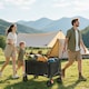 image 7 of Outsunny Folding Trolley on Wheels, Garden Cart with Openable Sides, Black