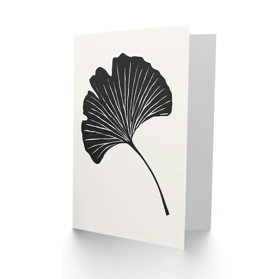 image 1 of Single Ginkgo Leaf Bold On White Him Her Birthday Card