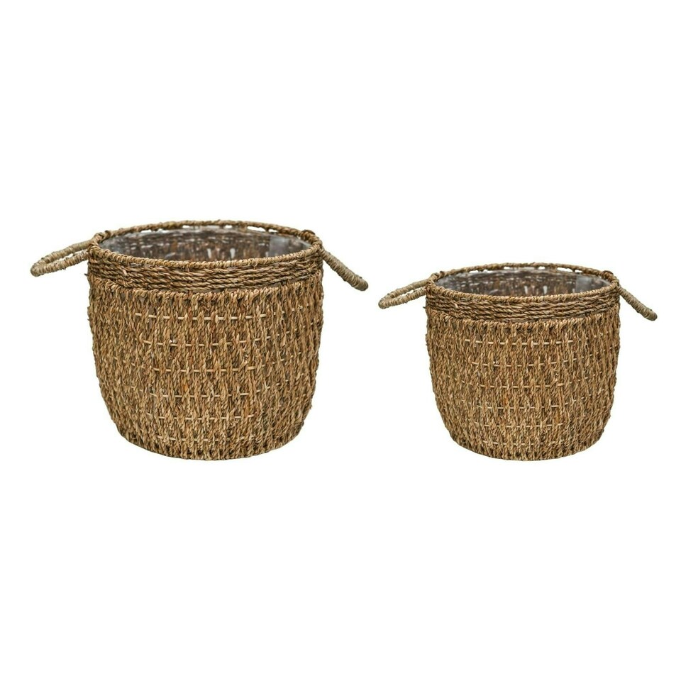 image 1 of Seagrass Lined Basket Natural Set of 2 N/A