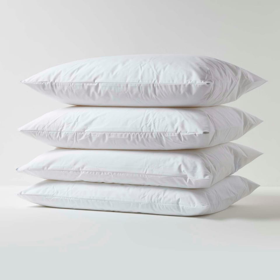 image 1 of Homescapes Waterproof Pillow Protectors Standard Size - Pack of 4 White