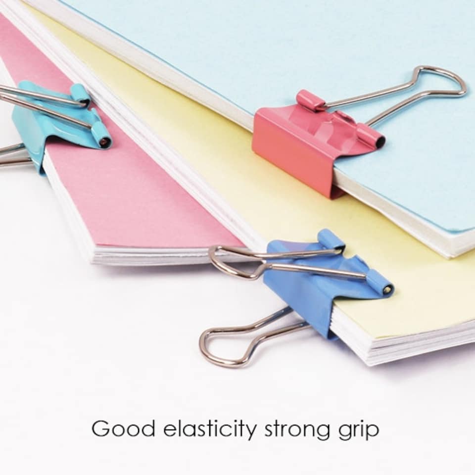 image 1 of Pack of 60 15mm Assorted Colour Fold Back Binder Clips