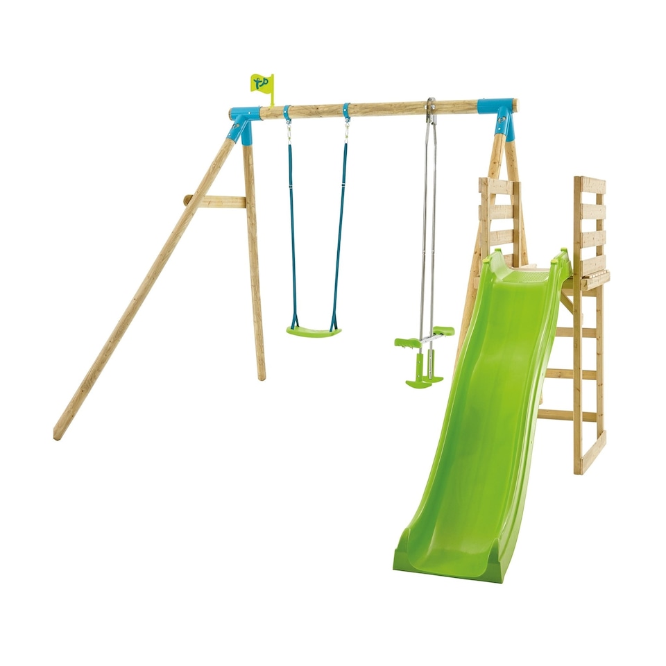 image 1 of TP Kite Wooden Double Swing Set with 8ft Slide