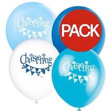 Unique Party Bunting Christening 12 Inch Latex Balloons (Pack Of 8) - Assorted - One Size