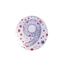 Age 9 Pink Small Badge 6cm
