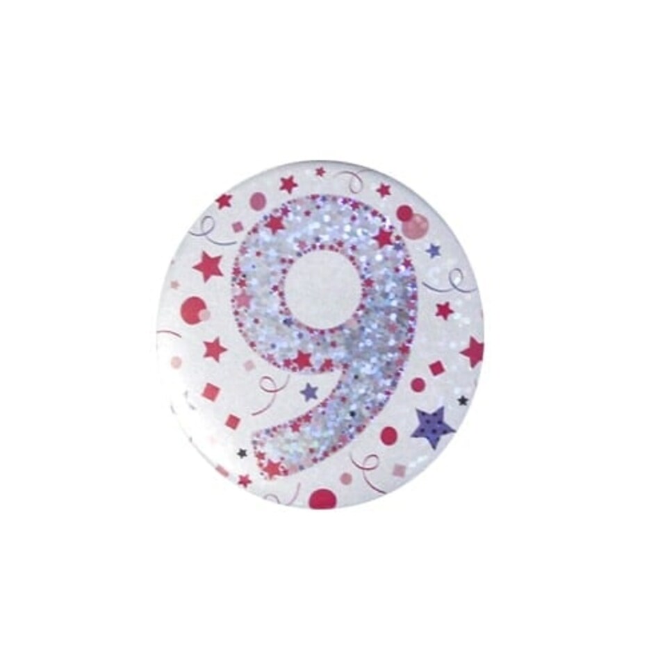 Age 9 Pink Small Badge 6cm