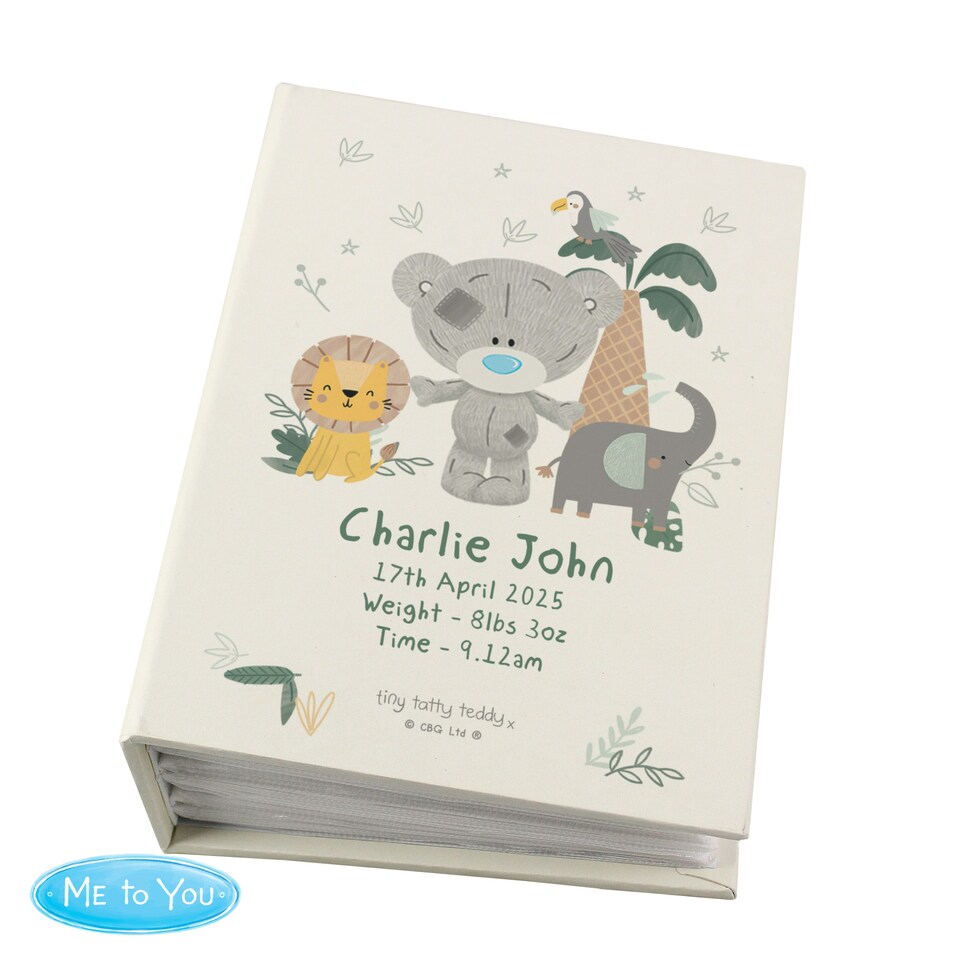 image 1 of Personalised Tiny Tatty Teddy Jungle Animals 6x4 Photo Album Cream