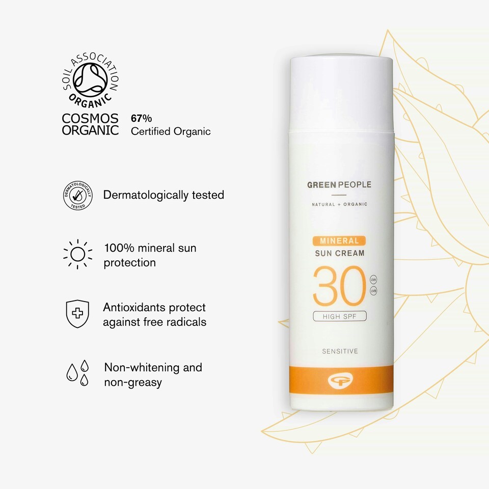 image 1 of Green People Mineral Sun Cream SPF30 with Zinc Oxide - Non Comedogenic, For Face & Body - Organic, Reef Safe & Cruelty Free, 50ml