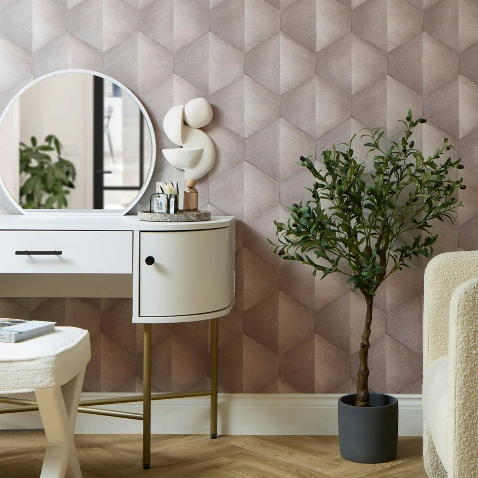 image 1 of Hex Wallpaper in Warm Grey Grey