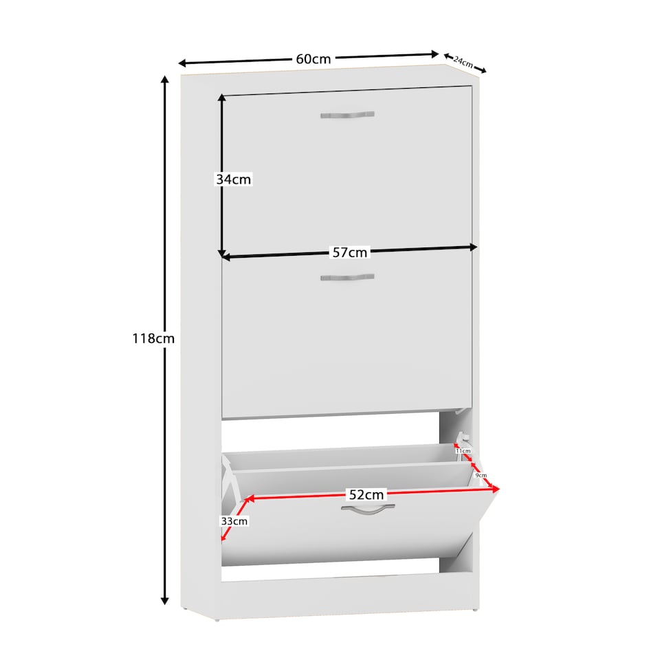 image 1 of Vida Designs 3 Drawer Shoe Cabinet Shoe Rack Storage Cupboard, White