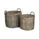 image 1 of Set of 2 Round Straight-Sided Wicker Log Storage Basket