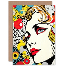 Comic Book Style Pop Art Woman Face Birthday Card