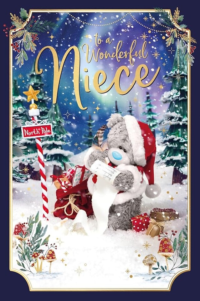 image 1 of Bear And Xmas List Niece Photo Finish Christmas Card