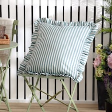 Wylder Nature Millie Ruffle Striped Outdoor Cushion
