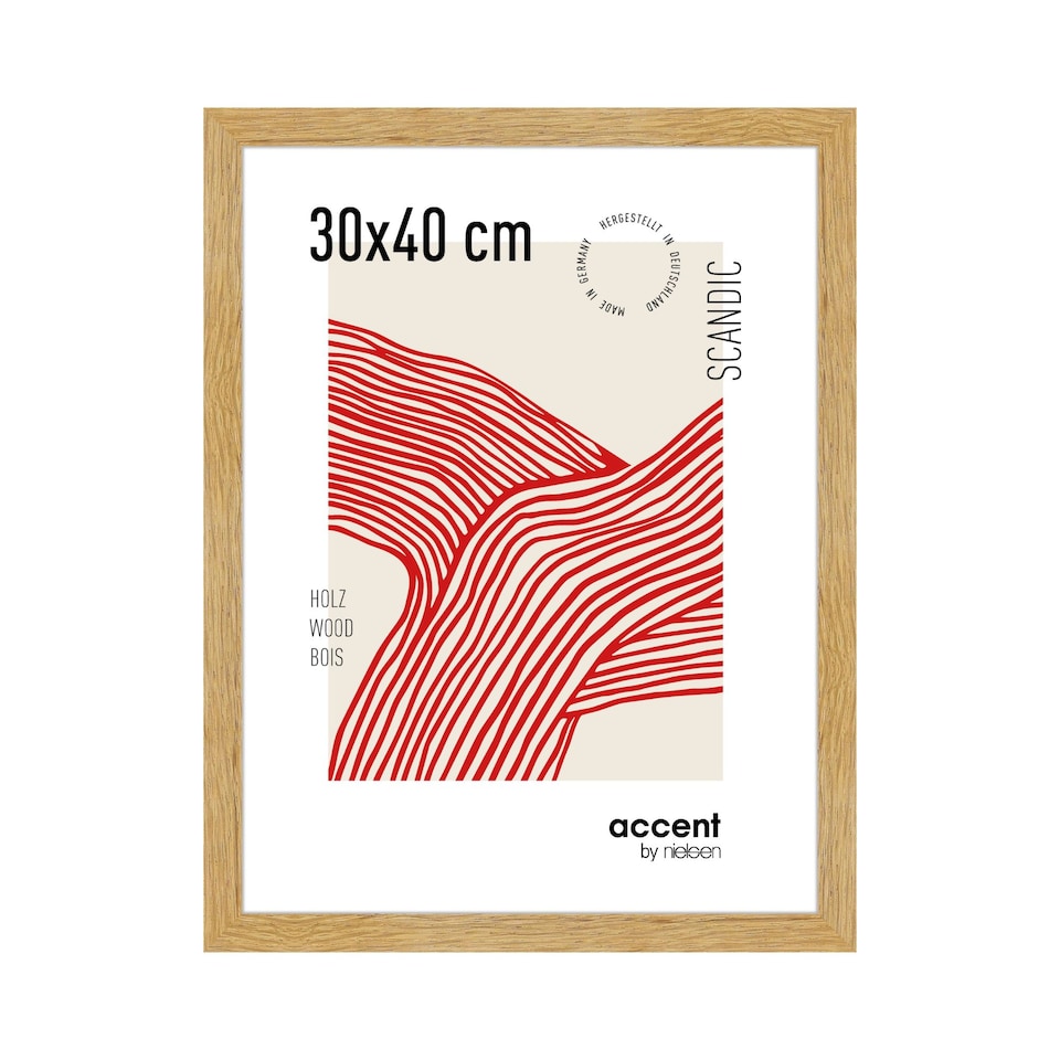image 1 of Accent by Nielsen Scandic Wooden Picture Frame - Real Glass - Oak Finish - 30cm x 40cm