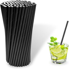 ECONX Black Paper Straws 5.5" Drinking Straws for Parties, Cocktails, Hot & Cold Drinks Pack of 250