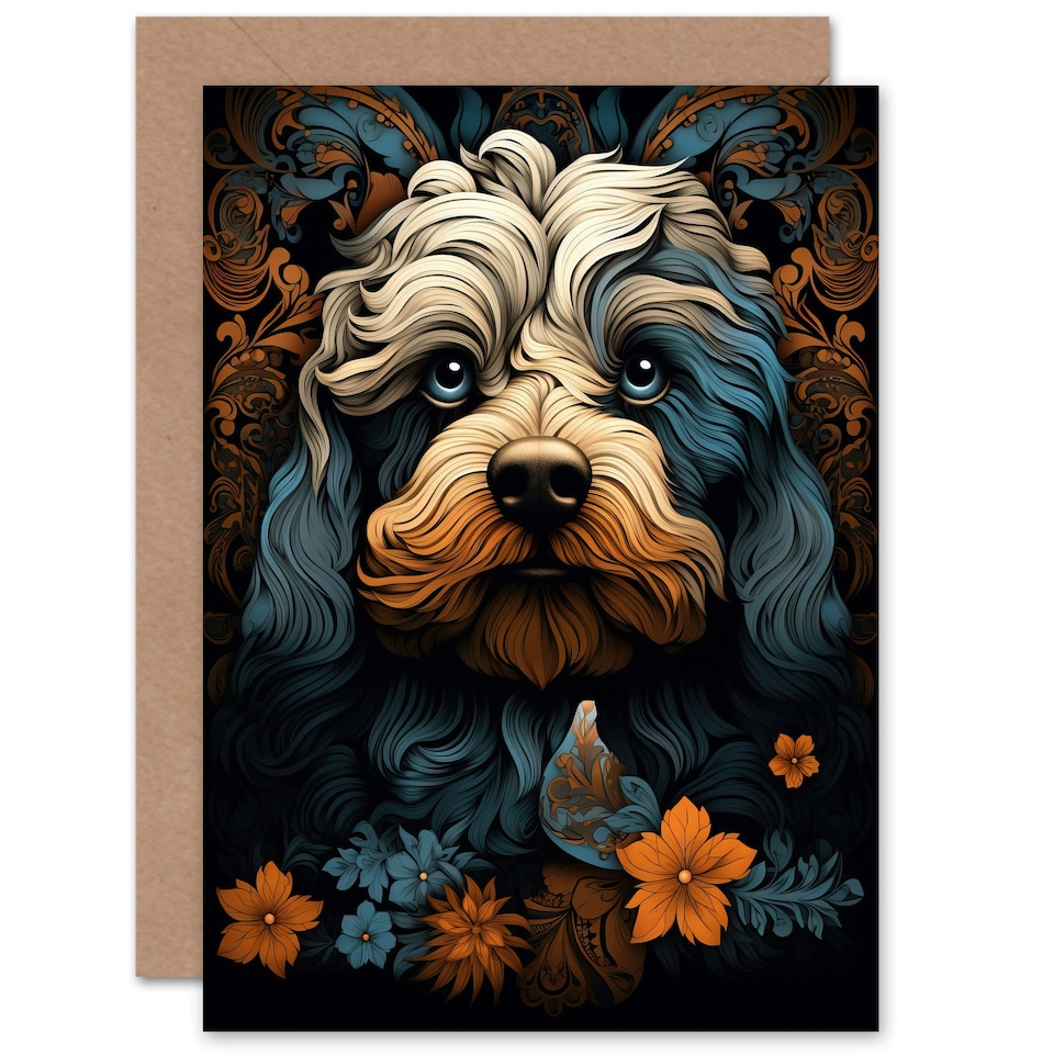 image 1 of Cockapoo Flower Patterns Nouveau Dog Her Birthday Card