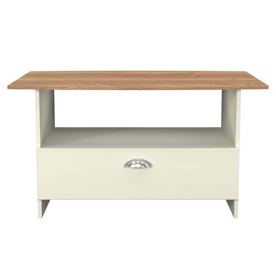 image 1 of Albert Bottom Drawer Coffee Table in Cream Ash & Riviera Oak (Ready Assembled) | Cream | Cream Ash & Riviera Oak