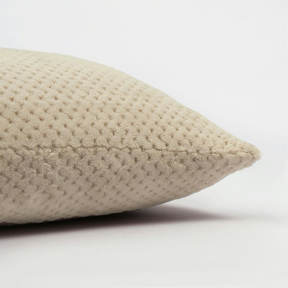 image 1 of OHS 2 x Soft Waffle Textured Fleece Cushion Covers, 45x45cm - Mink