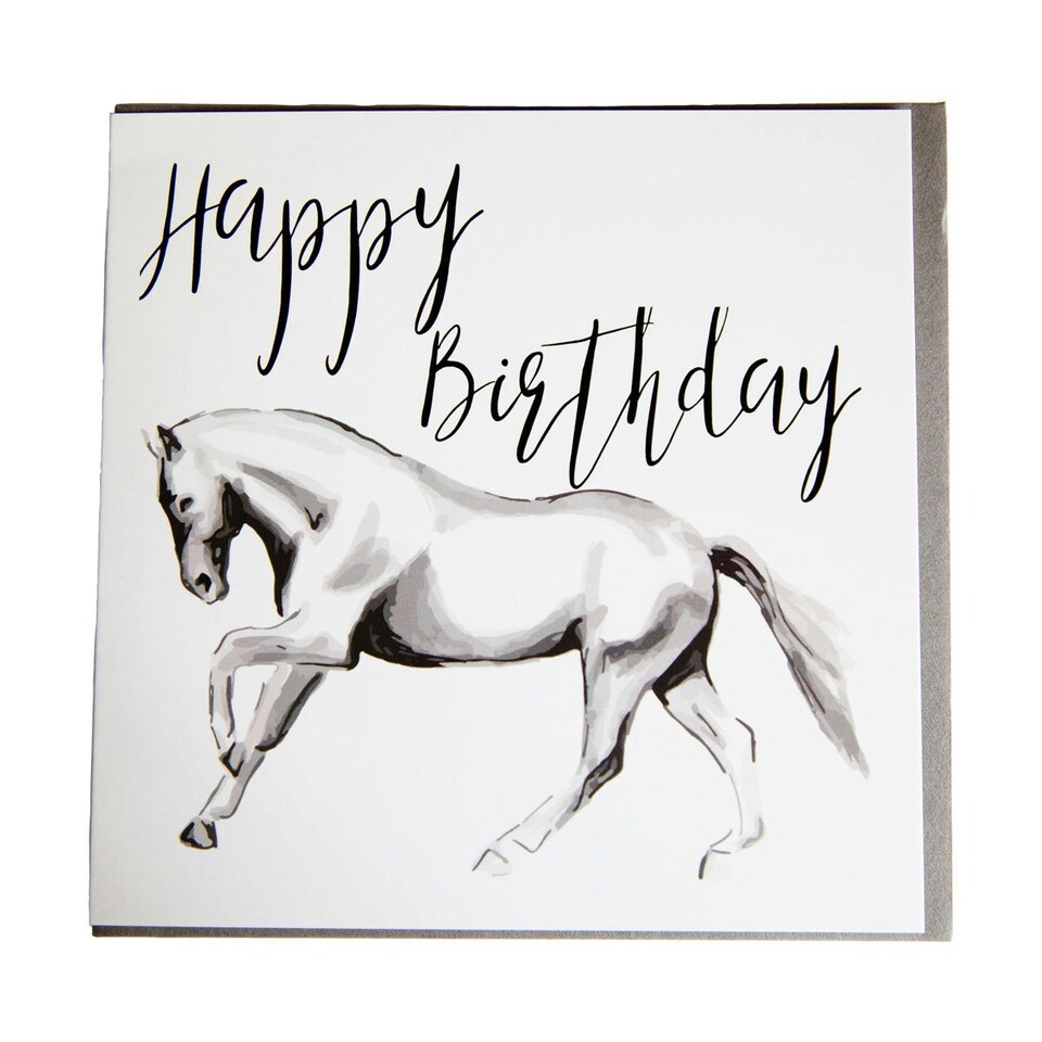 Gubblecote Horsedrawn Happy Birthday Greetings Card - White/Black - One Size