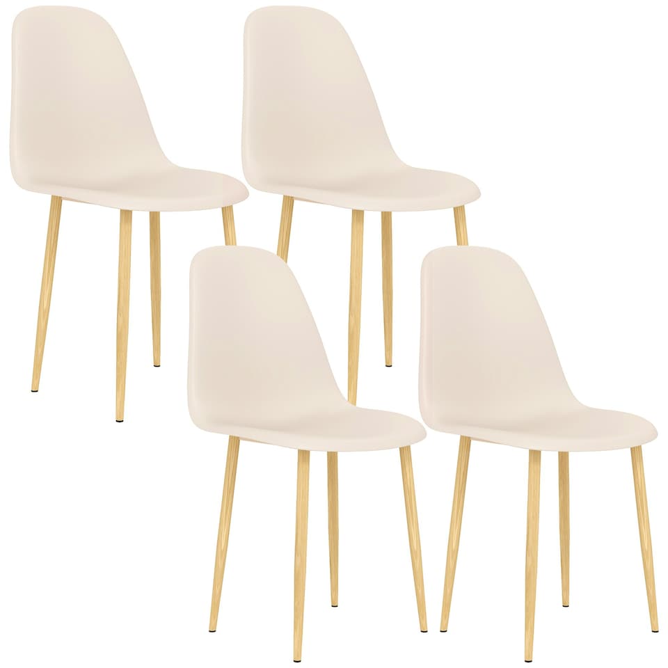 image 1 of HOMCOM Dining Chairs Set of 4 w/ Curved Back, Steel Legs