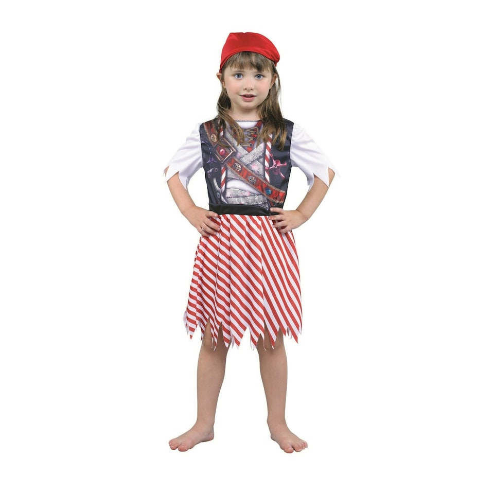 Bristol Novelty Girls Sublimation Pirate Dress And Bandana Costume - Multicoloured - S S
