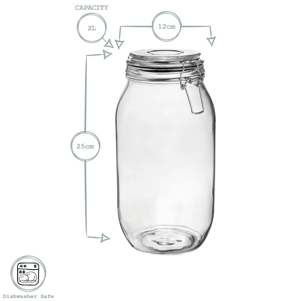 image 1 of Argon Tableware Glass Storage Jar - 2 Litre - Orange Seal