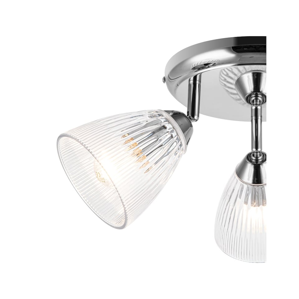 image 1 of COSYLYTE Athella Bathroom 3 Light Modern Ribbed Glass Spotlight - Chrome Base | Chrome | 1