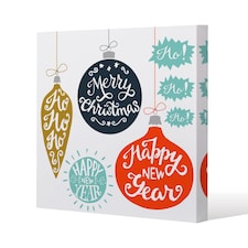 Vintage christmas baubles with merry christmas (canvas) / 77 x 77 x 4cm | Multi