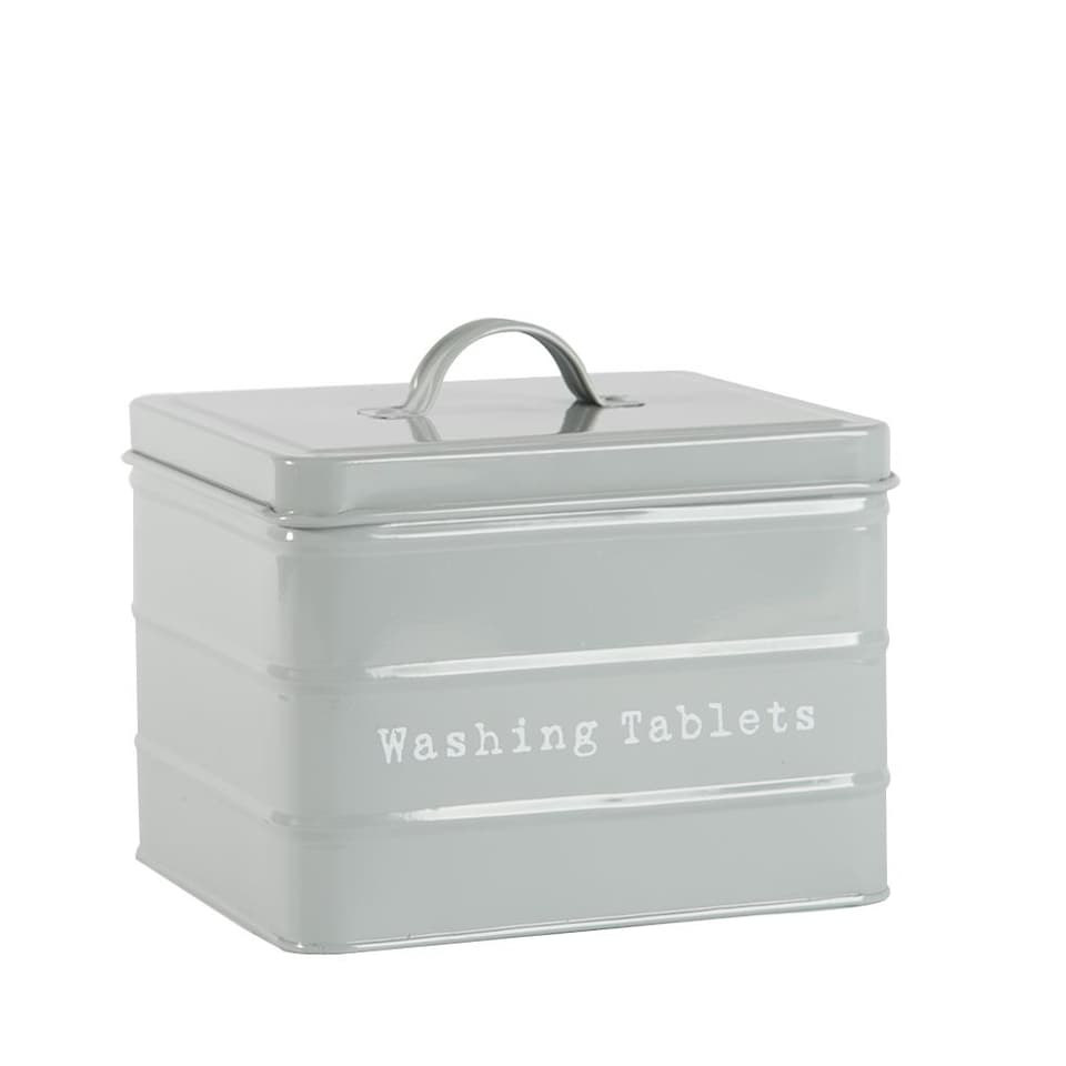 image 1 of Harbour Housewares Vintage Metal Washing Tablets Canister - Grey | Grey | Grey | 1